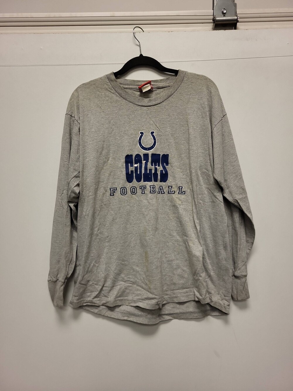NFL Indianapolis Colts Football T-Shirt Adult Large Gray Long Sleeve Colts